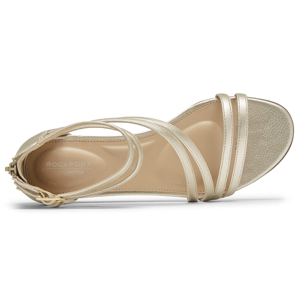 Rockport Sandals For Womens Gold - Total Motion Zandra Asymmetrical - PI7465938